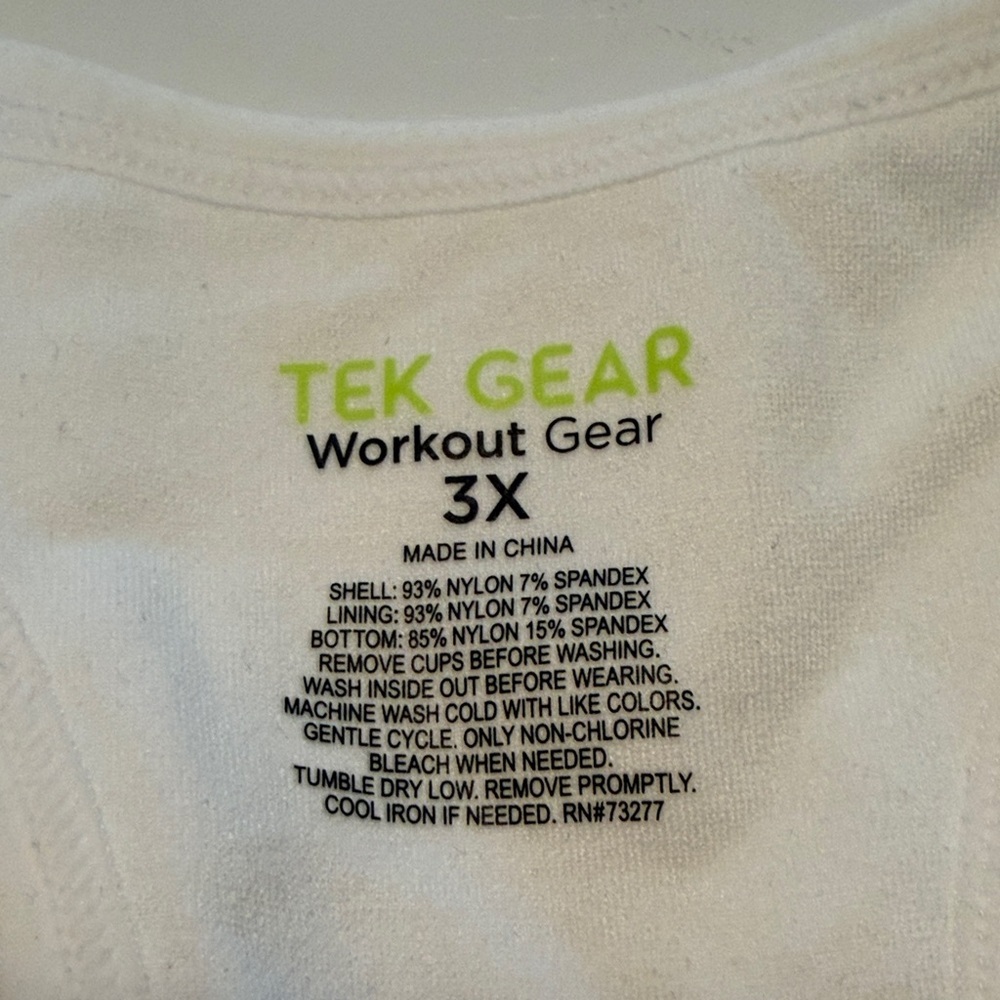 Tek Gear Women's NEW WITH TAGS White Wicking Sports Bra Size 3X - Picture 4 of 8